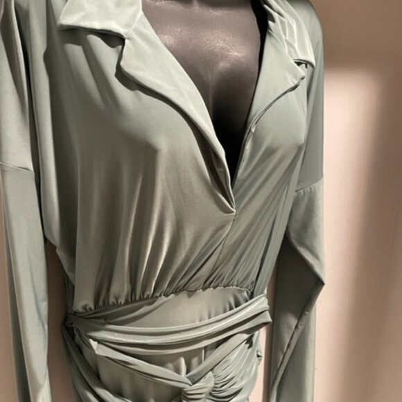 Teal Ruched Dress - Picture 5 of 7